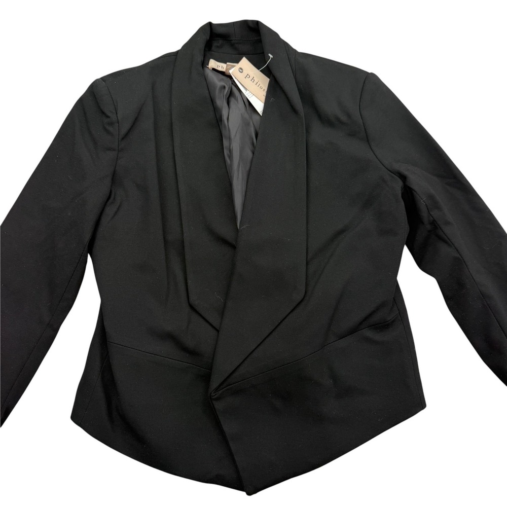 Philosophy Republic Clothing Blazer Womens 8 Black Ponte Lined Shawl Lapel Slim